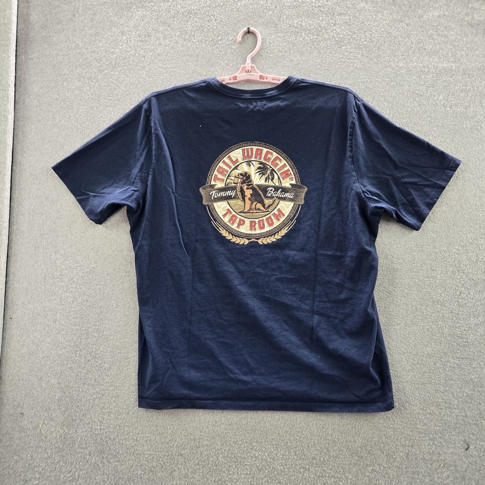 Tommy Bahama Men Shirt XXL‎ Navy Dog Tap Room Relax Logo Short Sleeve